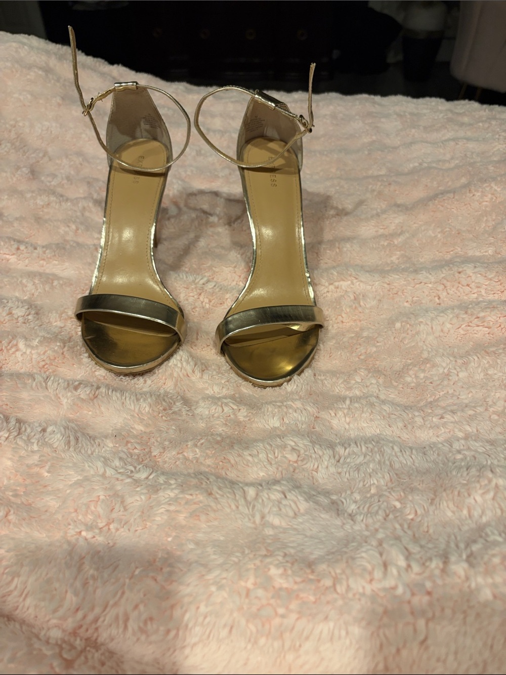 Express Gold Metallic Ankle-Strap Heels